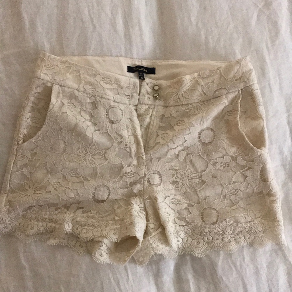 Marc and Riley lace high waist white shorts